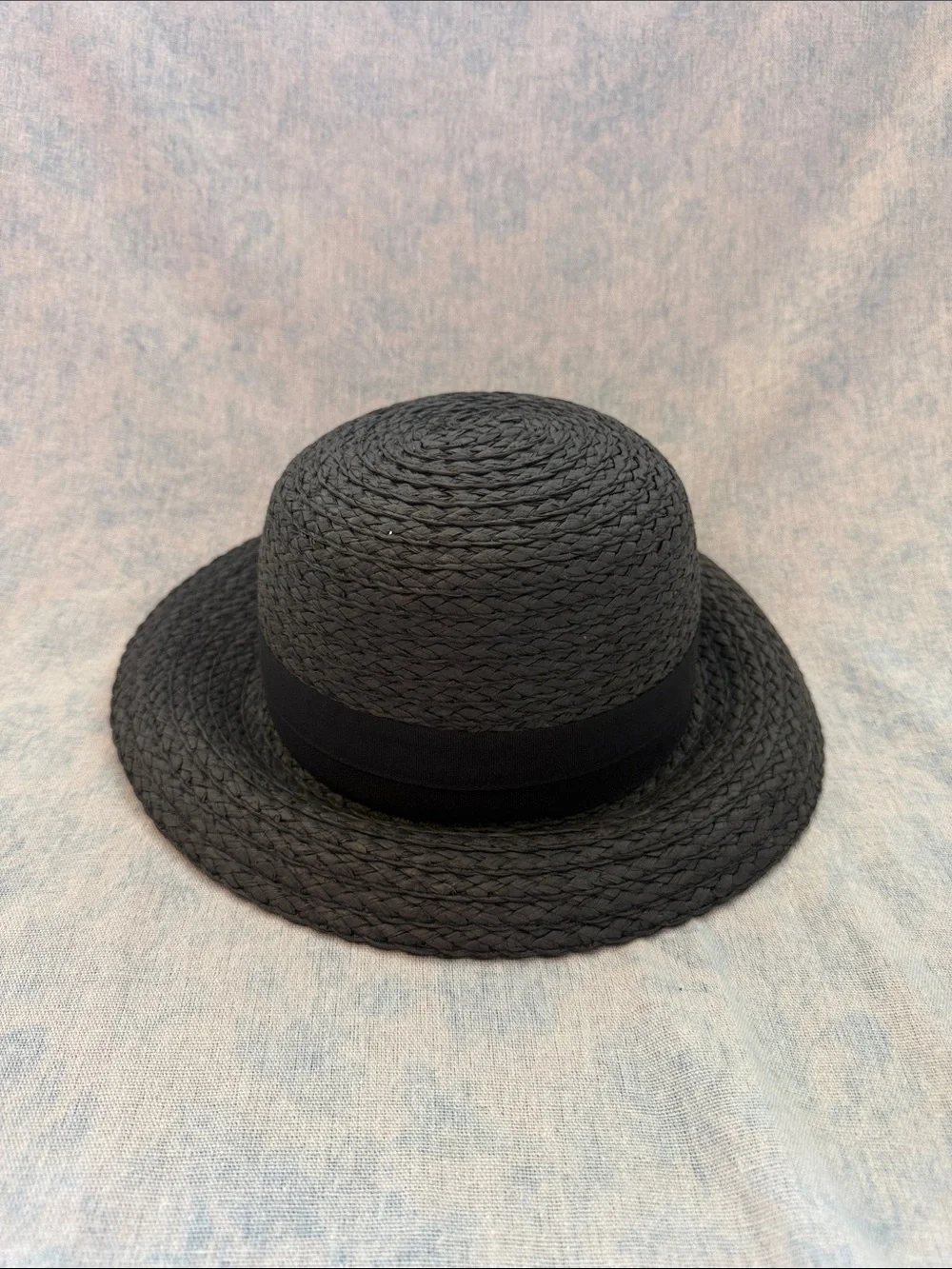Vince Camuto Black Paper Braid Kettle Hat Cloche